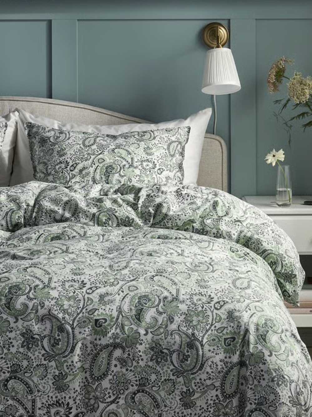 Green Paisley Duvet Set - Full/Queen